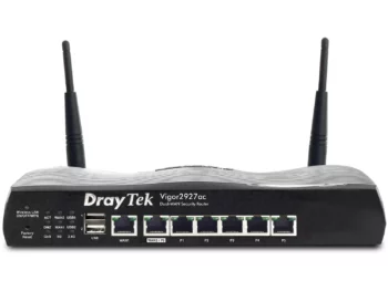 DrayTek Vigor2927ac, Wi-Fi 5 (802.11ac), Doble banda (2,4 GHz / 5 GHz), Ethernet, Negro, Router de mesa